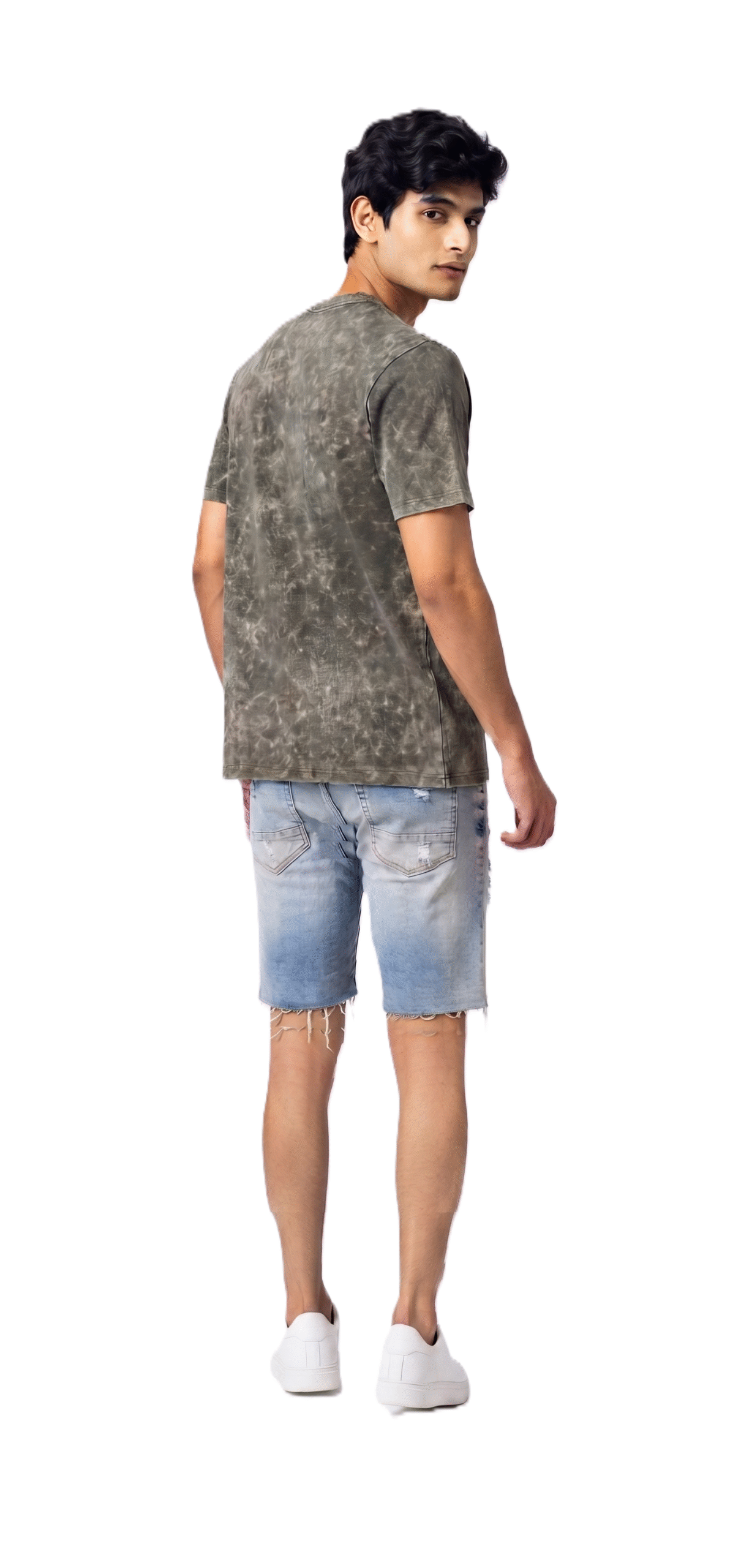AMBRAM Men's 100% Cotton 200 GSM Acid Wash T-Shirt - Olive Green - Image 5