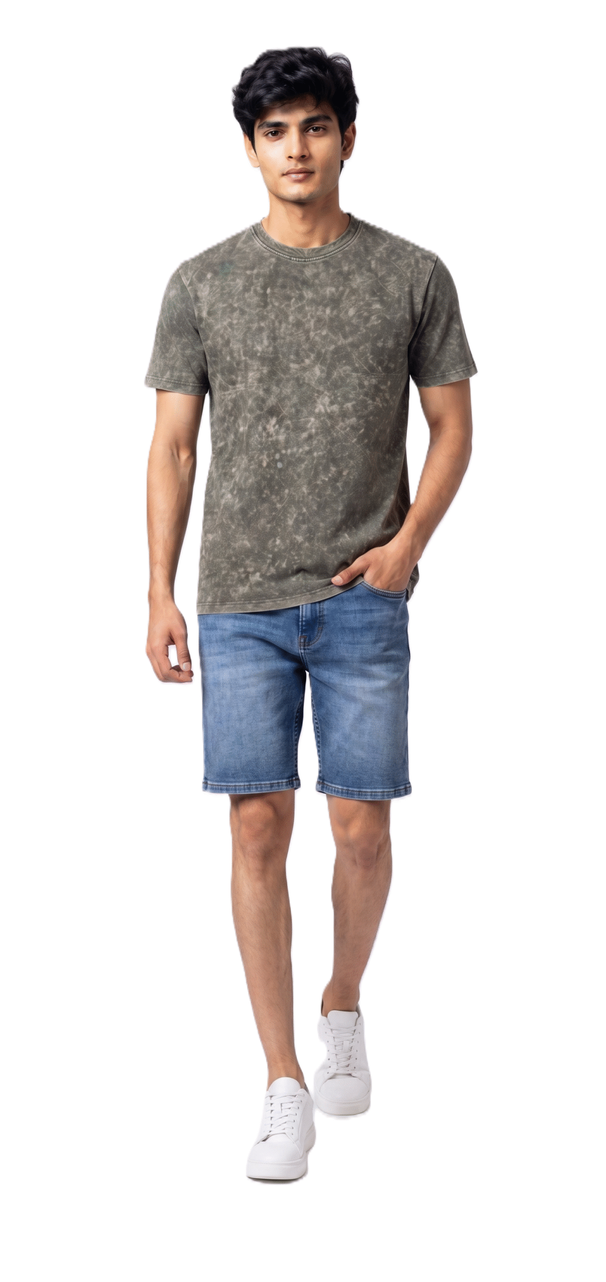 AMBRAM Men's 100% Cotton 200 GSM Acid Wash T-Shirt - Olive Green - Image 7