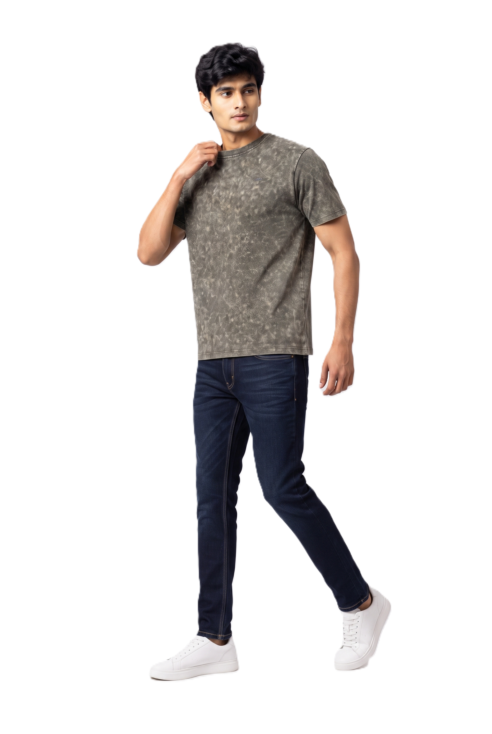 AMBRAM Men's 100% Cotton 200 GSM Acid Wash T-Shirt - Olive Green - Image 8