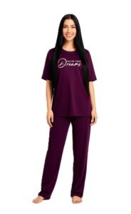 AMBRAM Women’s Soft Cotton 2-Piece Casual Wear Set – Wine