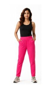 AMBRAM Women’s Pintuck Straight Leggings – Rani Pink