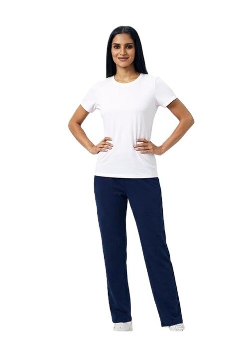 AMBRAM Women’s Pintuck Straight Leggings – Navy Blue
