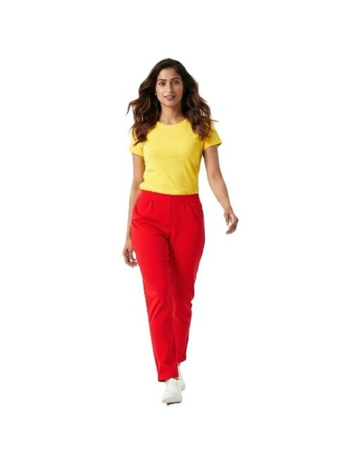 AMBRAM Women’s Wide-Leg Track Pants – Bright Red