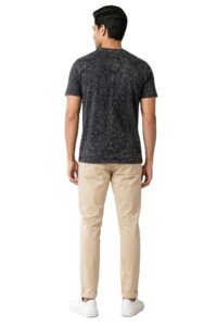 AMBRAM Men’s Cotton Acid Wash T-Shirt – Black
