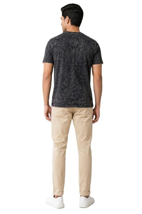 AMBRAM Men’s Cotton Acid Wash T-Shirt – Black