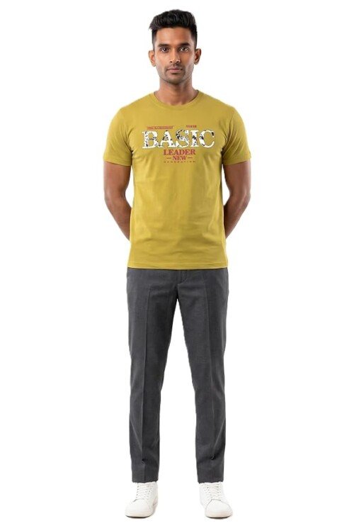AMBRAM Men’s Confident Graphic Print T-Shirt – Mustard Yellow