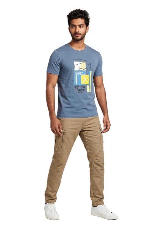 AMBRAM Men’s Confident Graphic Print T-Shirt – Dusty Blue