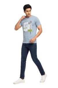 AMBRAM Men’s Confident Graphic Print T-Shirt – Light Blue