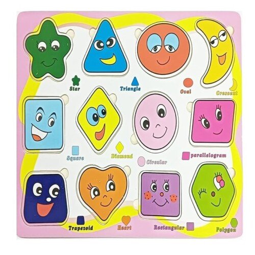 ZIPPYFOX Educational Geometric Shapes Wooden Puzzle Board, Learning Toys for Kids with 12 Colourful Pieces