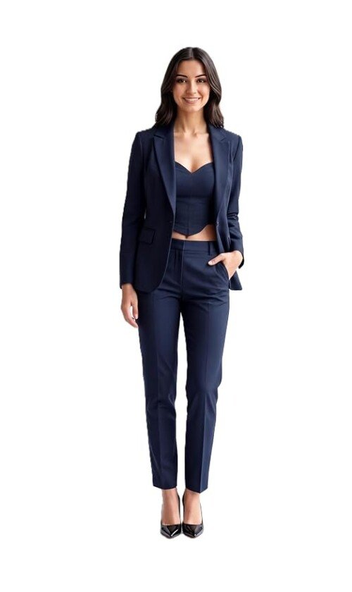 AMBRAM Women’s 3-Piece Power Suit Set – Dark Blue