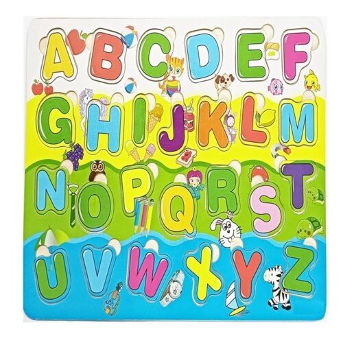 ZIPPYFOX Wooden Alphabet Learning Board Puzzle, Educational ABC Letters Toy, Colourful Kids Learning Toy