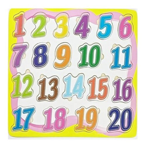 ZIPPYFOX Educational Numbers Puzzle Board, 1-20 Wooden Learning Toy, Multicolour, Early Mathematics Teaching Aid