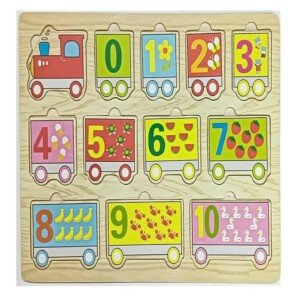 ZIPPYFOX Wooden Number Train Puzzle Board, Educational Learning Toy for Kids, Numbers 0-10 with Pictures