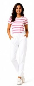 AMBRAM Women’s Pintuck Straight Leggings – White