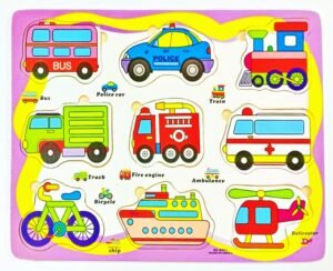 ZIPPYFOX wooden transport vehicles puzzle board
